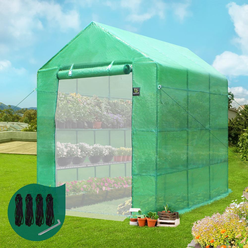 Livsip Greenhouse Walk in Tunnel Green House Garden Shed Storage Plant 2.1X1.4M-Greenhouse-PEROZ Accessories