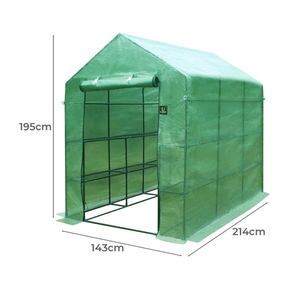 Livsip Greenhouse Walk in Tunnel Green House Garden Shed Storage Plant 2.1X1.4M-Greenhouse-PEROZ Accessories