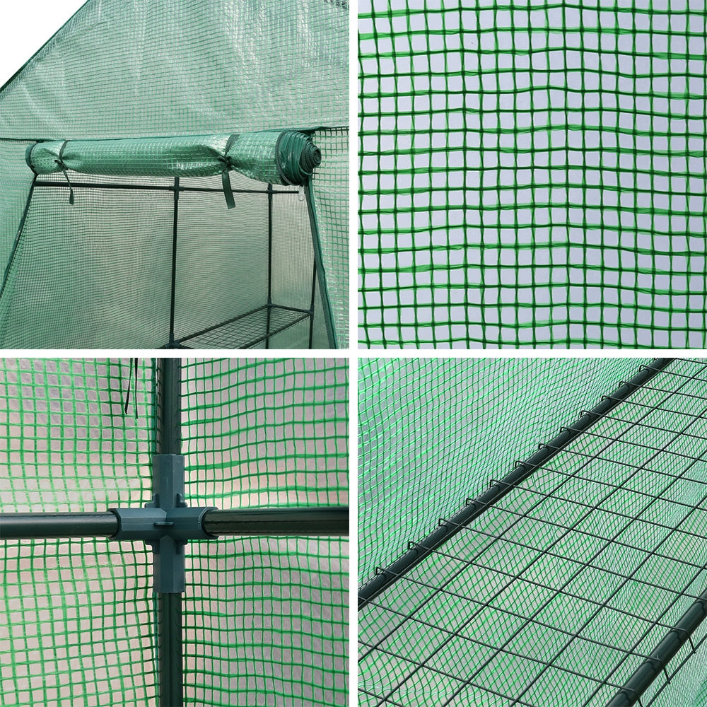 Green Fingers Greenhouse 1.2x1.9x1.9M Walk in Green House Tunnel Plant Garden Shed 4 Shelves-Home & Garden > Green Houses-PEROZ Accessories