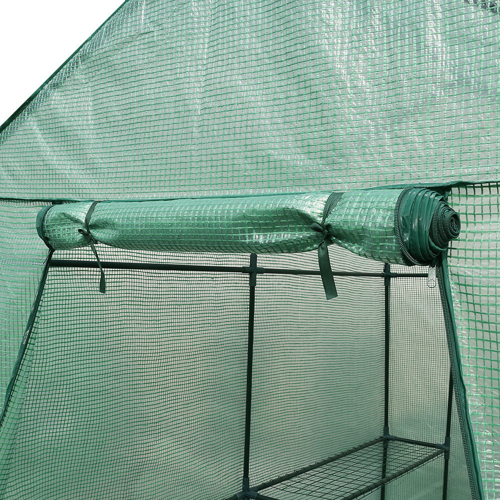 Green Fingers Greenhouse 1.2x1.9x1.9M Walk in Green House Tunnel Plant Garden Shed 4 Shelves-Home & Garden > Green Houses-PEROZ Accessories