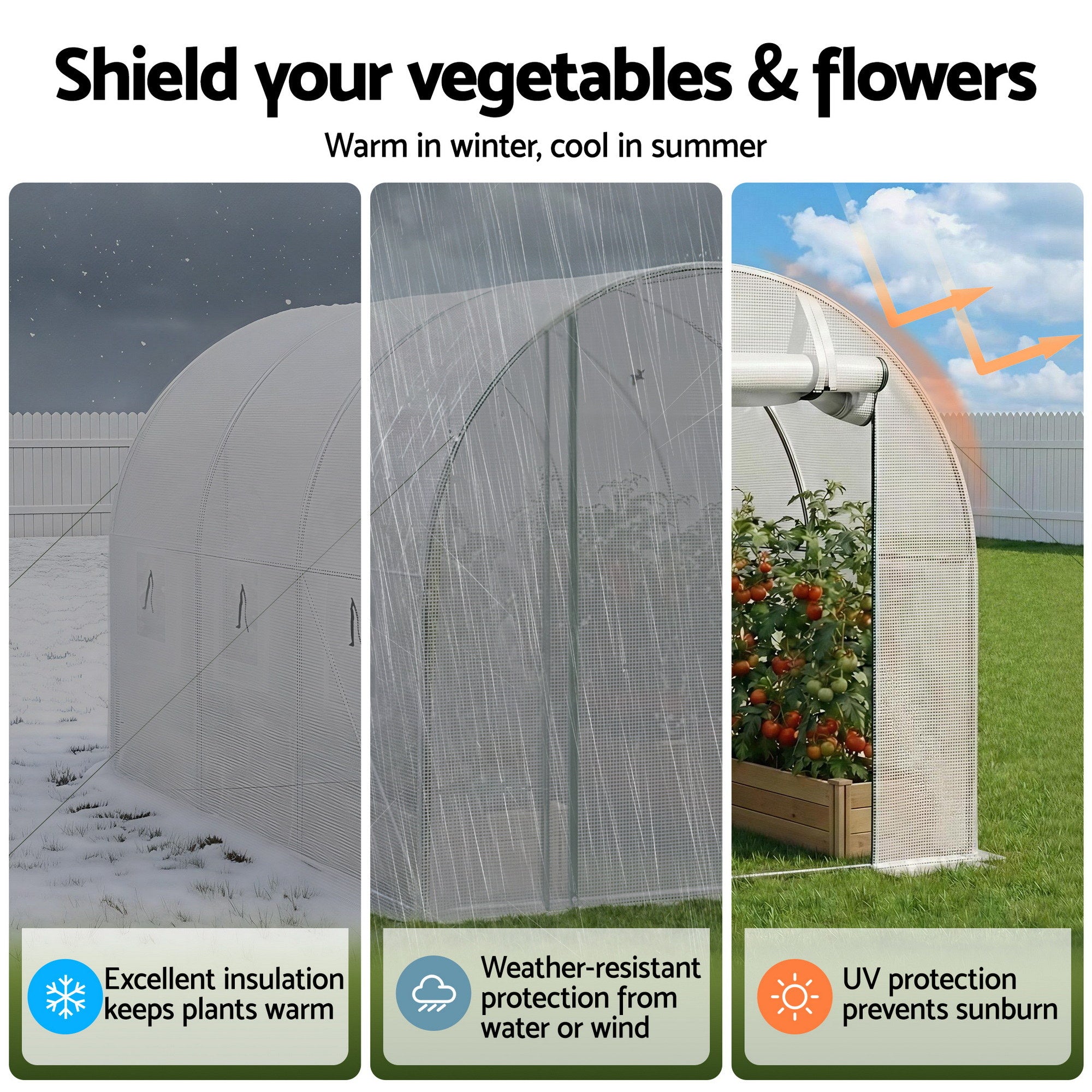 Green Fingers Greenhouse 3x2x2M Walk in Green House White-Home & Garden > Greenhouses > Greenhouses & Accessories-PEROZ Accessories