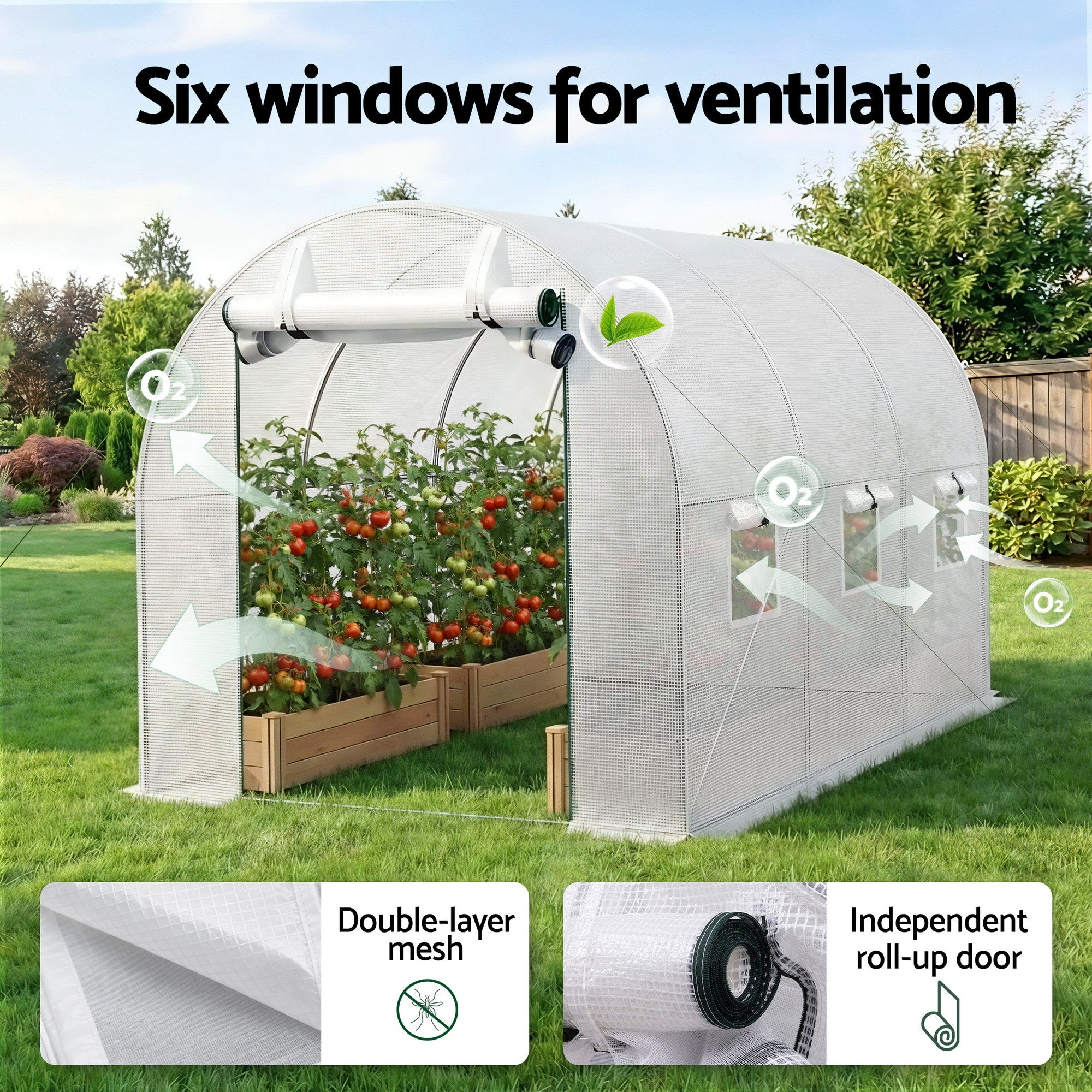 Green Fingers Greenhouse 3x2x2M Walk in Green House White-Home & Garden > Greenhouses > Greenhouses & Accessories-PEROZ Accessories