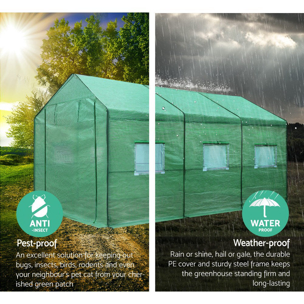 Green Fingers Greenhouse 3.5x2x2M Walk in Green House Tunnel Plant Garden Shed-Home & Garden > Green Houses-PEROZ Accessories