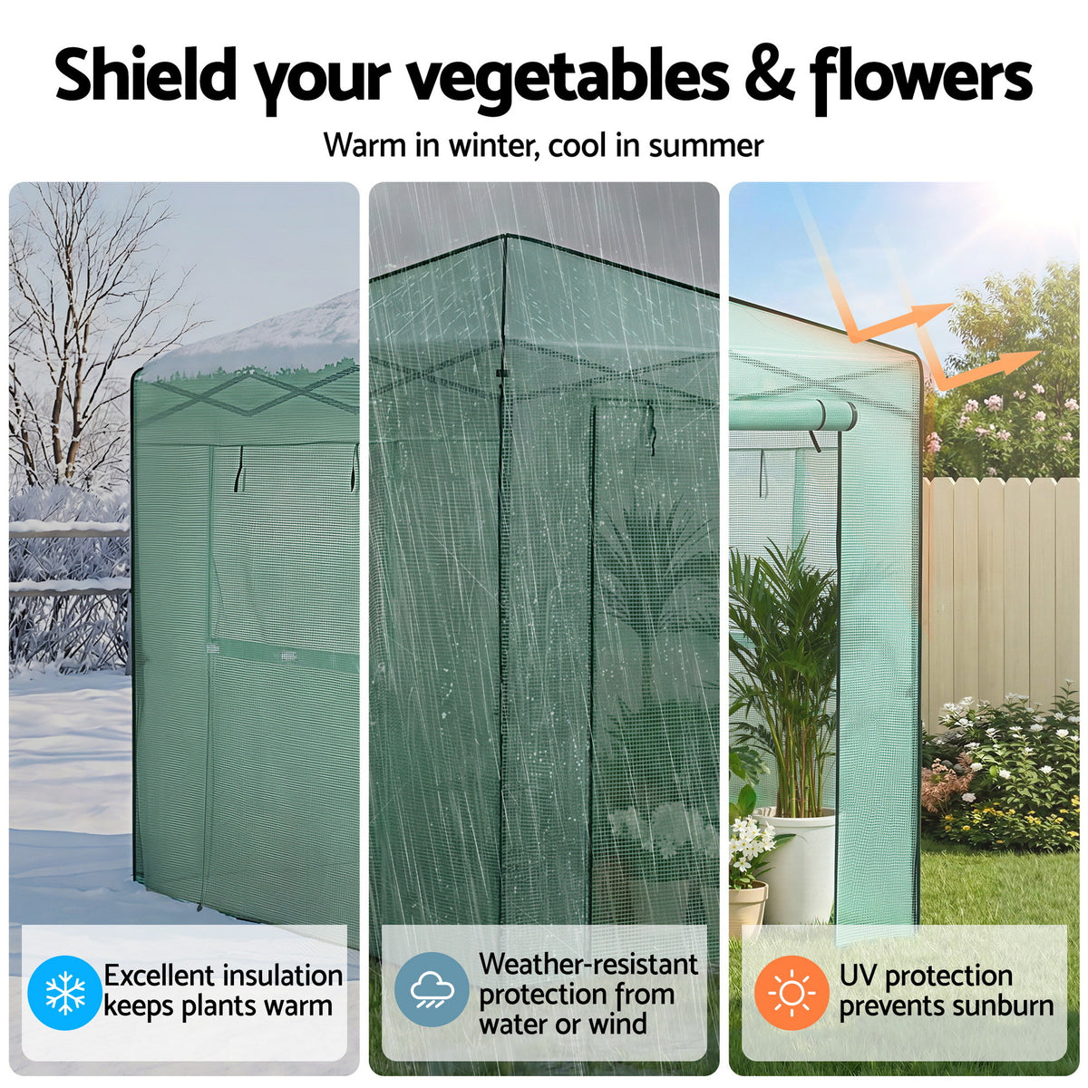 Green Fingers Greenhouse 180x240x240cm Steel Frame PE Cover Outdoor Shelter-Home & Garden > Greenhouses > Greenhouses & Accessories-PEROZ Accessories