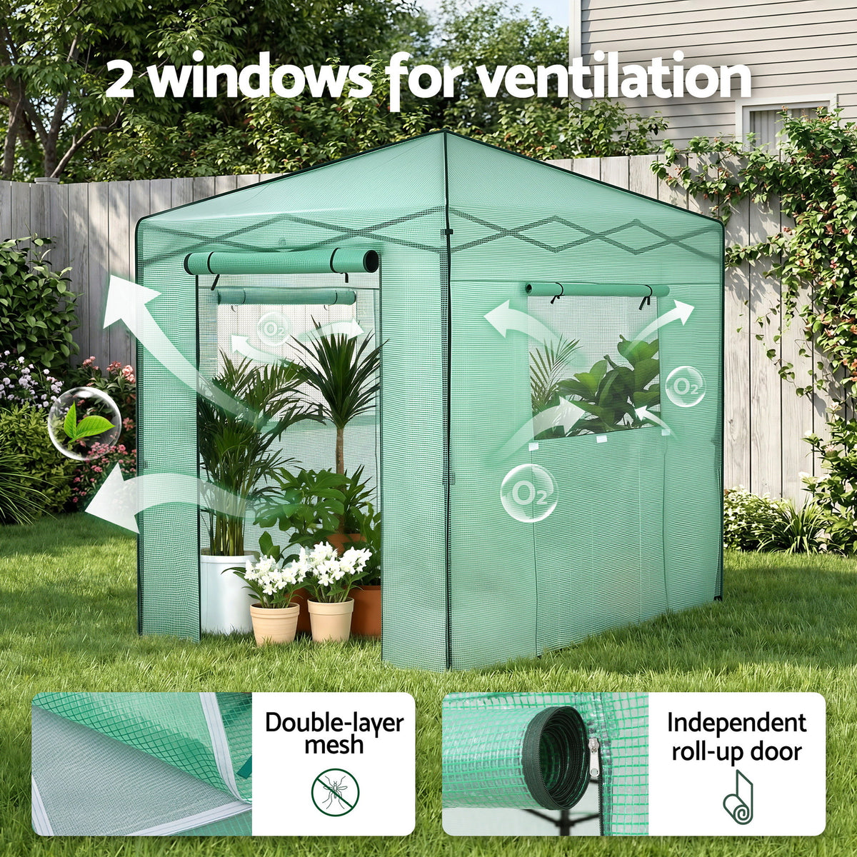 Green Fingers Greenhouse 180x240x240cm Steel Frame PE Cover Outdoor Shelter-Home & Garden > Greenhouses > Greenhouses & Accessories-PEROZ Accessories