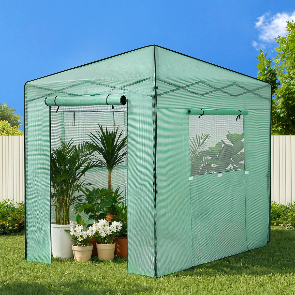 Green Fingers Greenhouse 180x240x240cm Steel Frame PE Cover Outdoor Shelter-Home & Garden > Greenhouses > Greenhouses & Accessories-PEROZ Accessories
