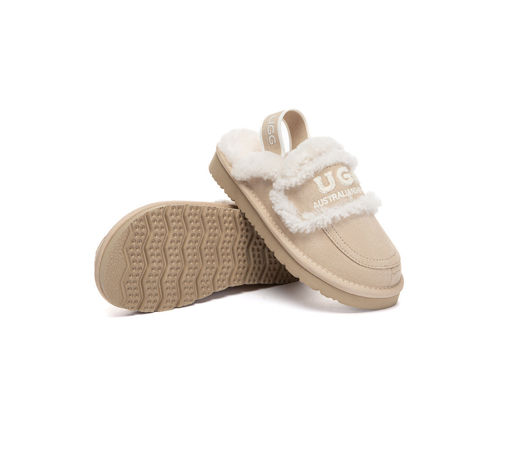 AUSTRALIAN SHEPHERD UGG Slippers Kids Sheepskin Wool Slingback Rilee