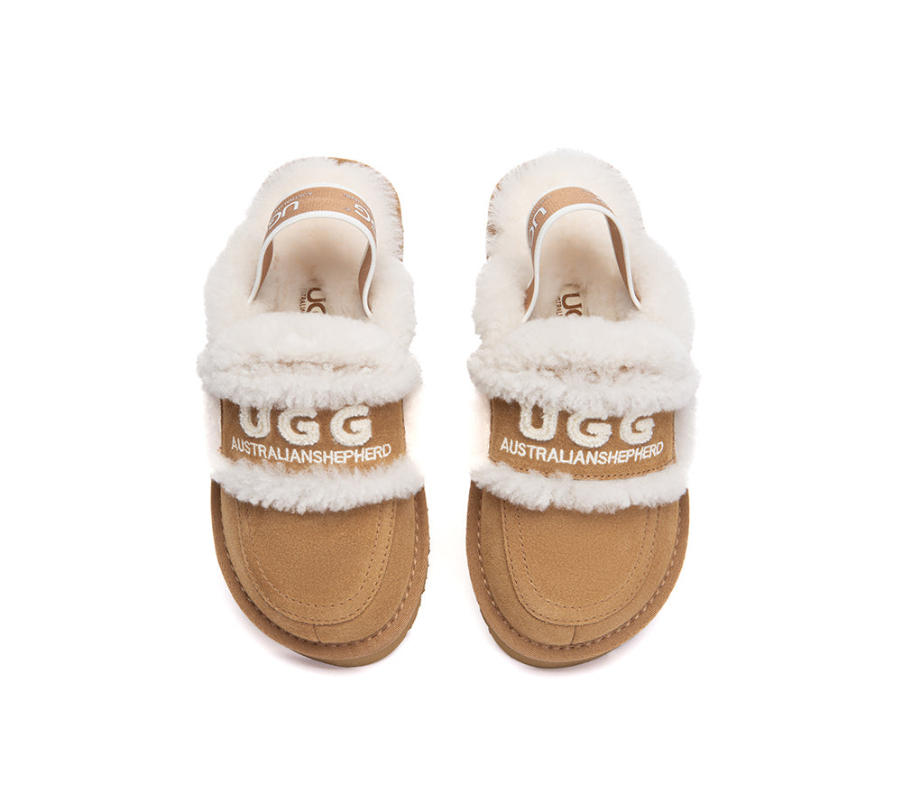 AUSTRALIAN SHEPHERD UGG Slippers Kids Sheepskin Wool Slingback Rilee