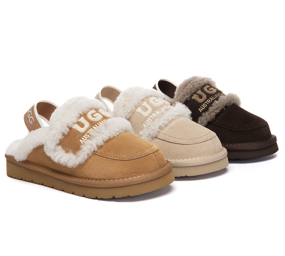 AUSTRALIAN SHEPHERD UGG Slippers Kids Sheepskin Wool Slingback Rilee
