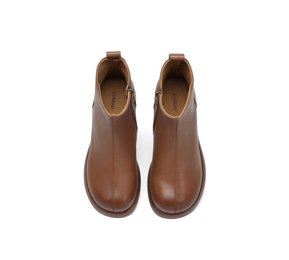 EVERAU Women Leather Zipper Ankle Boots Chapple