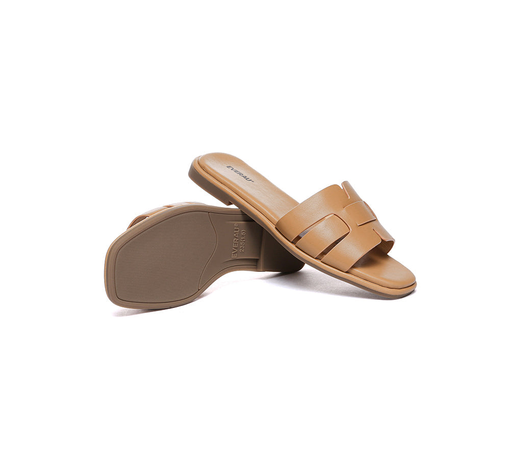 EVERAU® Women Leather Woven Flat Slides Bolita-PEROZ Accessories