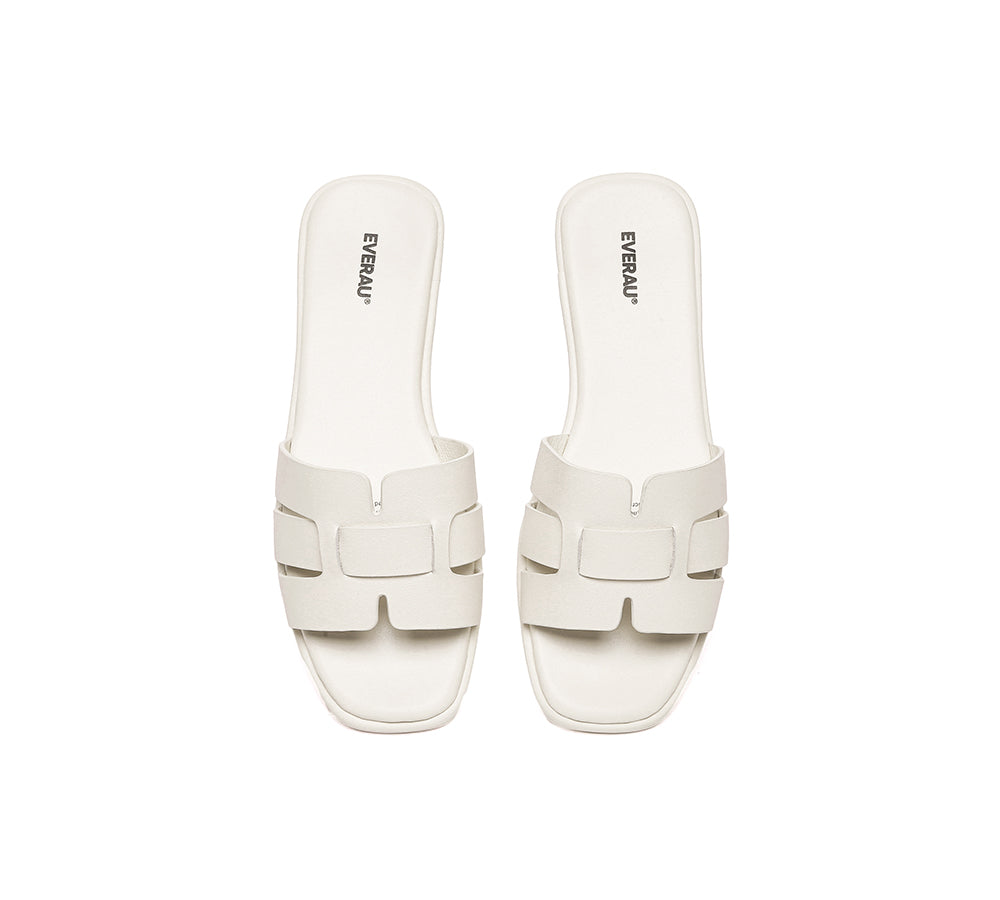 EVERAU® Women Leather Woven Flat Slides Bolita-PEROZ Accessories