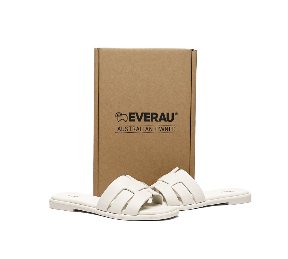 EVERAU® Women Leather Woven Flat Slides Bolita-PEROZ Accessories