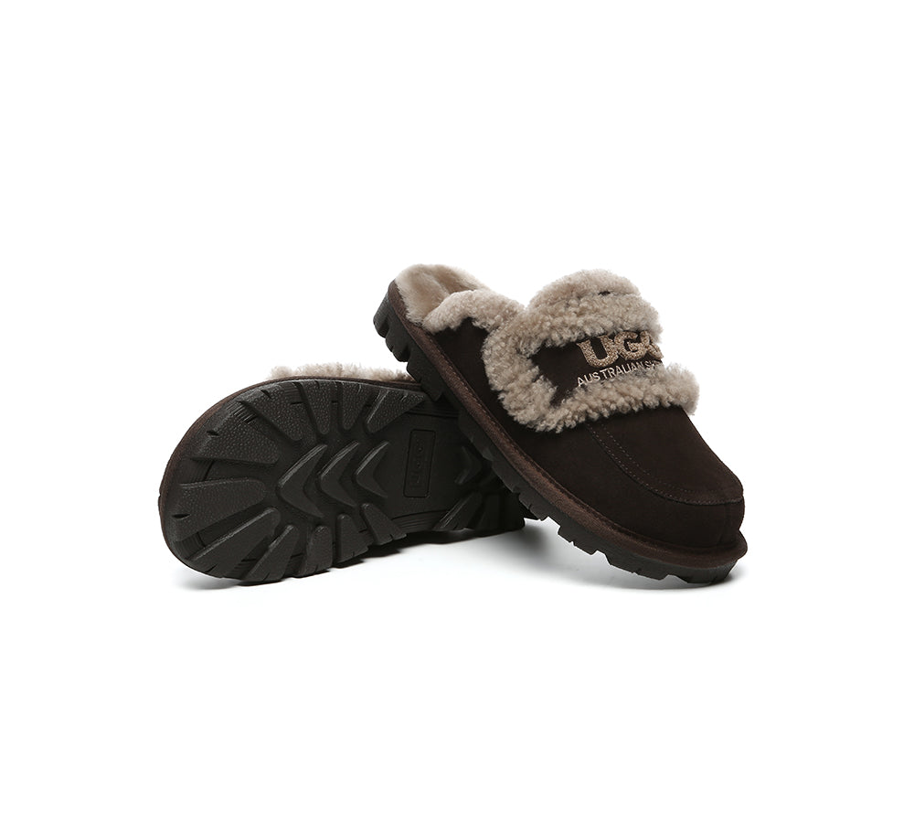 AUSTRALIAN SHEPHERD UGG Slippers Men Sheepskin Wool Large Size Rilee