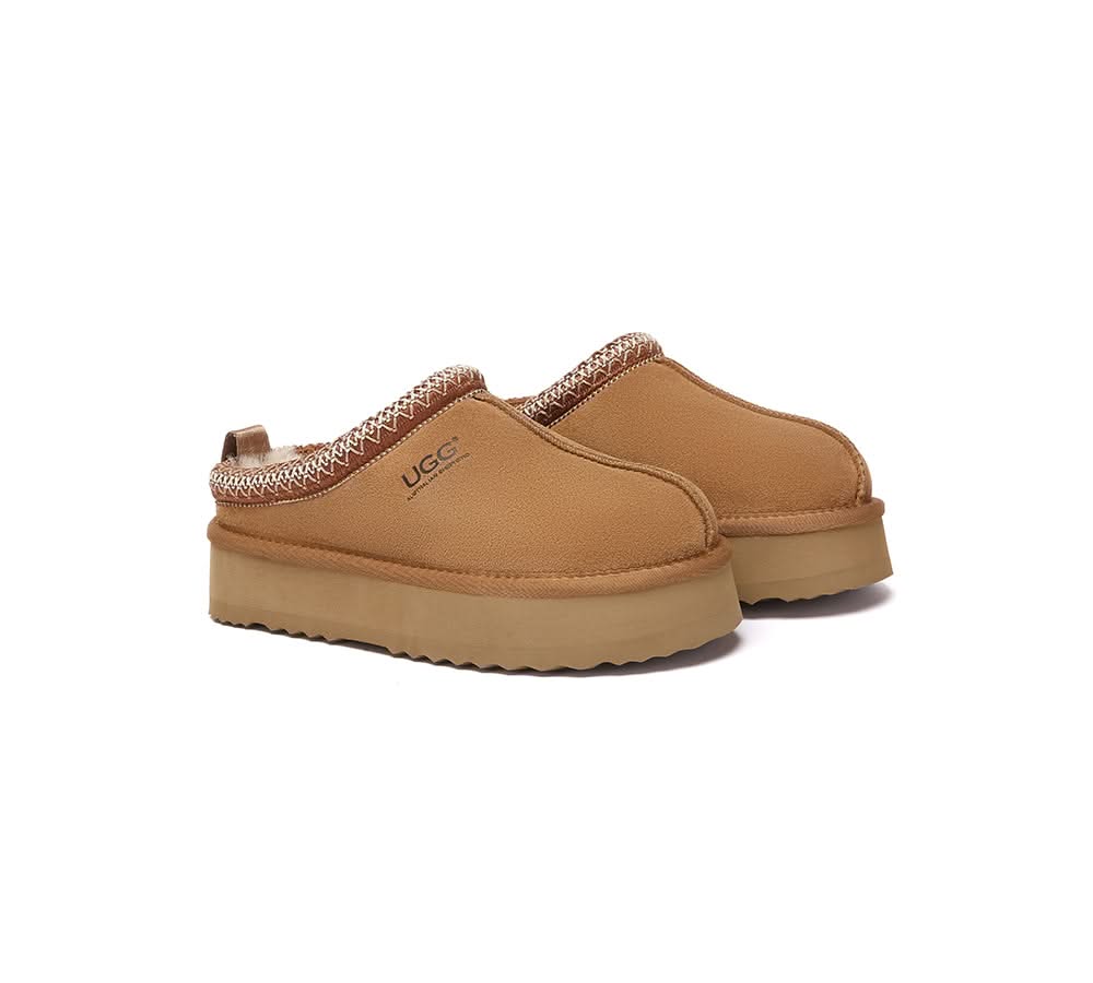 AUSTRALIAN SHEPHERD UGG Slippers Sheepskin Wool Ankle Platform Tazzy Tay