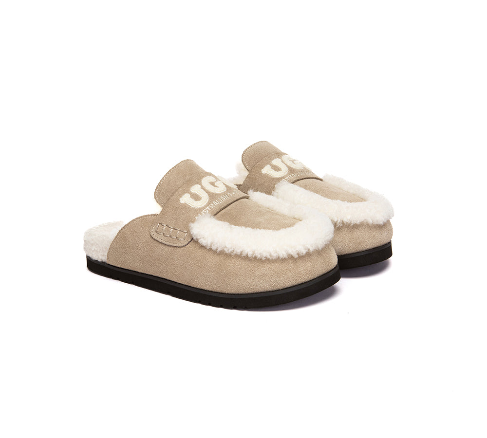 AUSTRALIAN SHEPHERD UGG Slippers Women Sheepskin Wool Shearling Lora