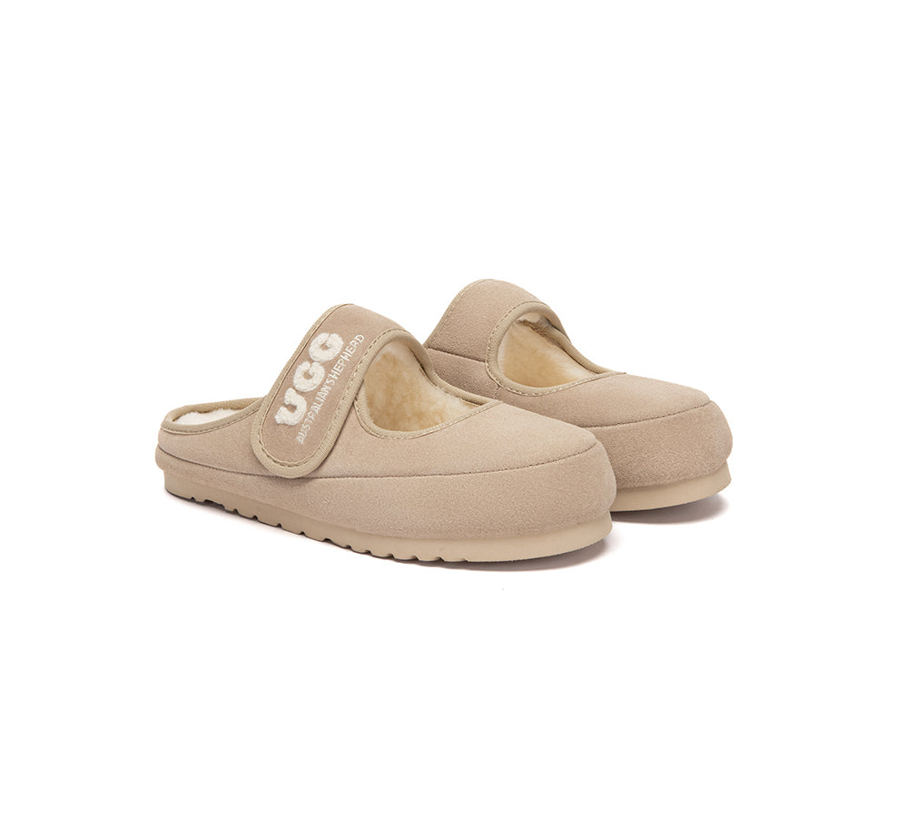 AUSTRALIAN SHEPHERD UGG Slippers Sheepskin Wool Adjustable Strap Mary Jane Velly