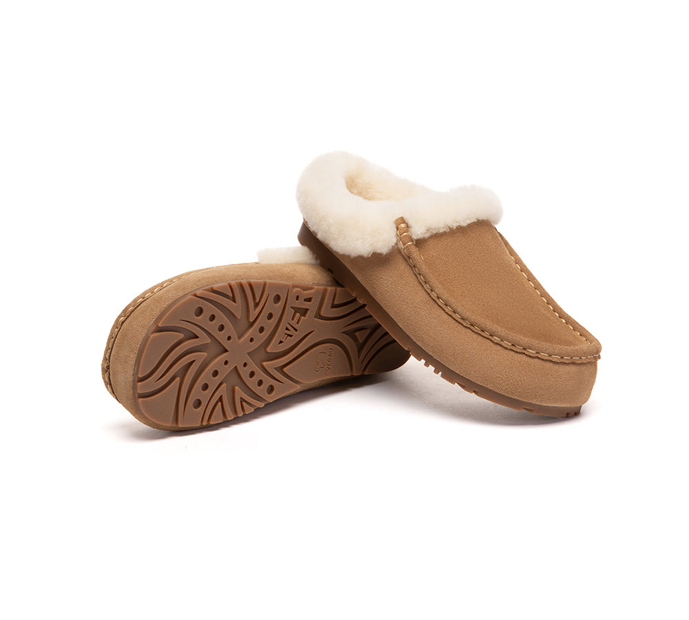 EVERAU UGG Slippers Sheepskin Wool Ankle Moccasin Creago