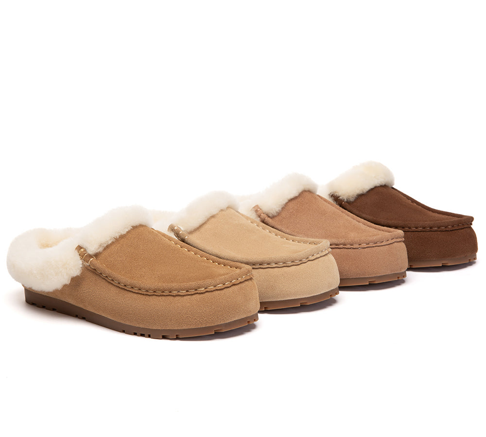 EVERAU UGG Slippers Sheepskin Wool Ankle Moccasin Creago