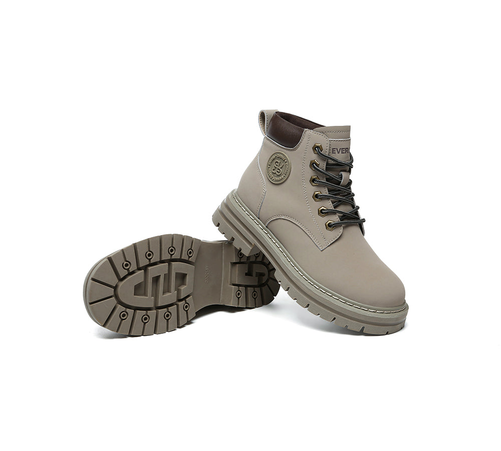 EVERAU® UGG Boots Women Leather Sheepskin Wool Lace Up Chunky Aubrey-PEROZ Accessories