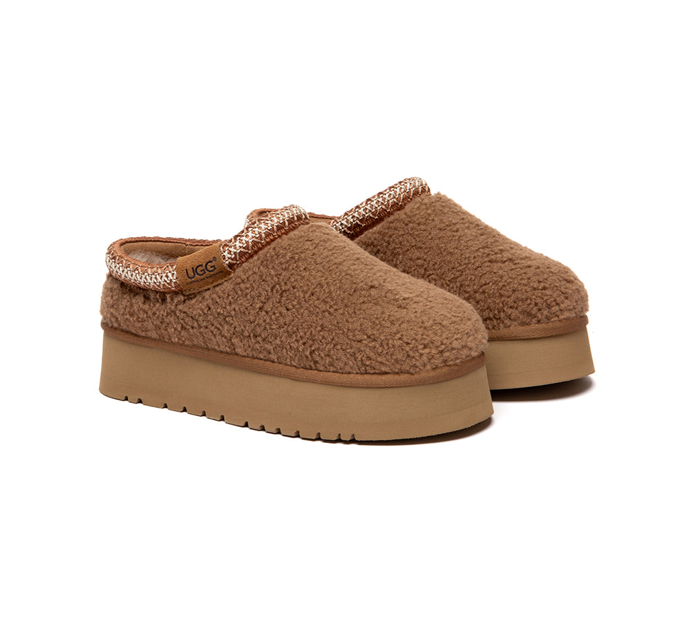 AUSTRALIAN SHEPHERD UGG Slippers Sheepskin Wool Ankle Platform Tayla