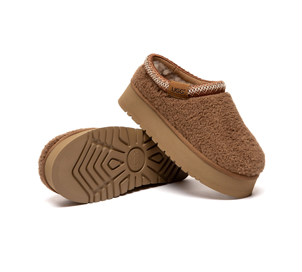 AUSTRALIAN SHEPHERD UGG Slippers Sheepskin Wool Ankle Platform Tayla