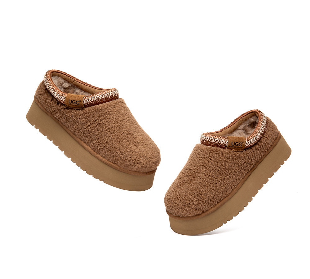 AUSTRALIAN SHEPHERD UGG Slippers Sheepskin Wool Ankle Platform Tayla