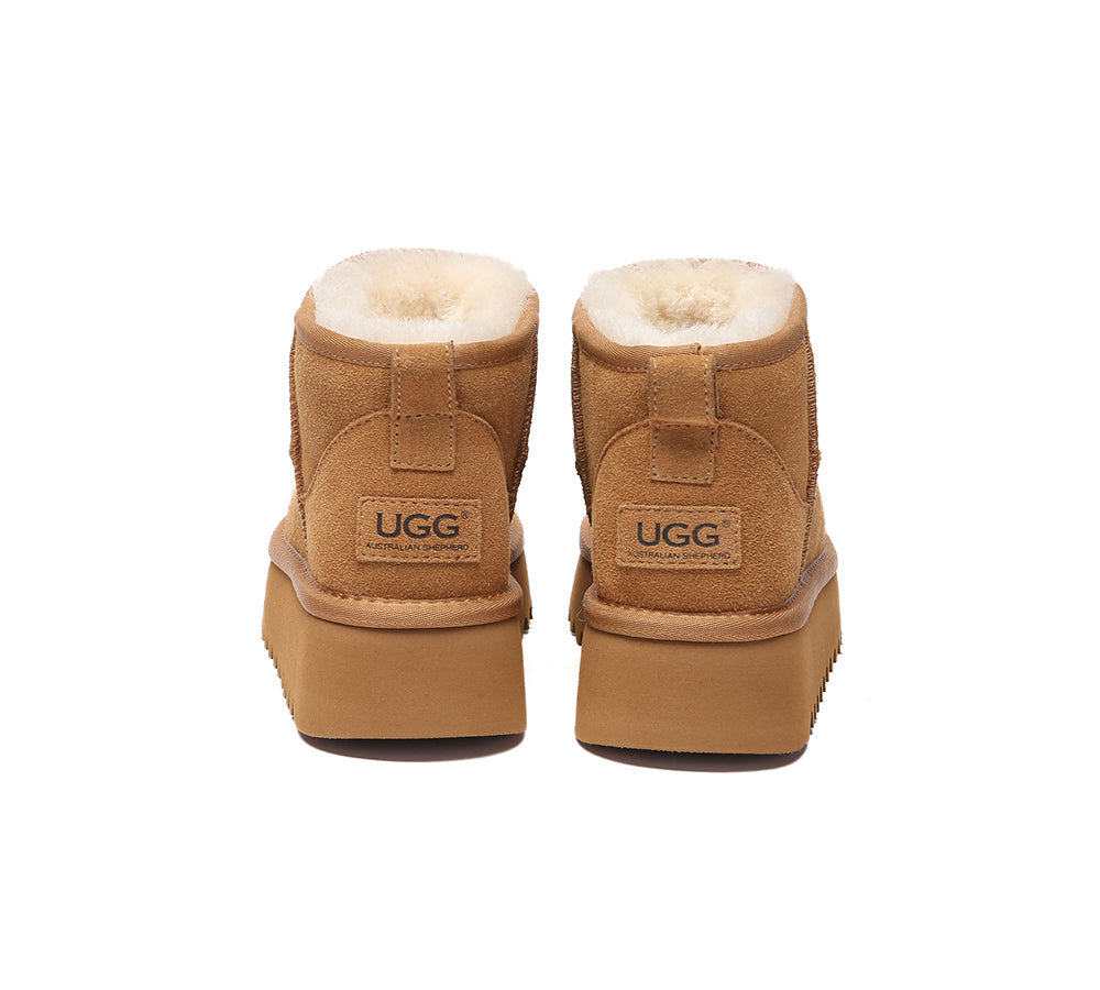AUSTRALIAN SHEPHERD UGG Boots Sheepskin Wool Ankle Platform Helia