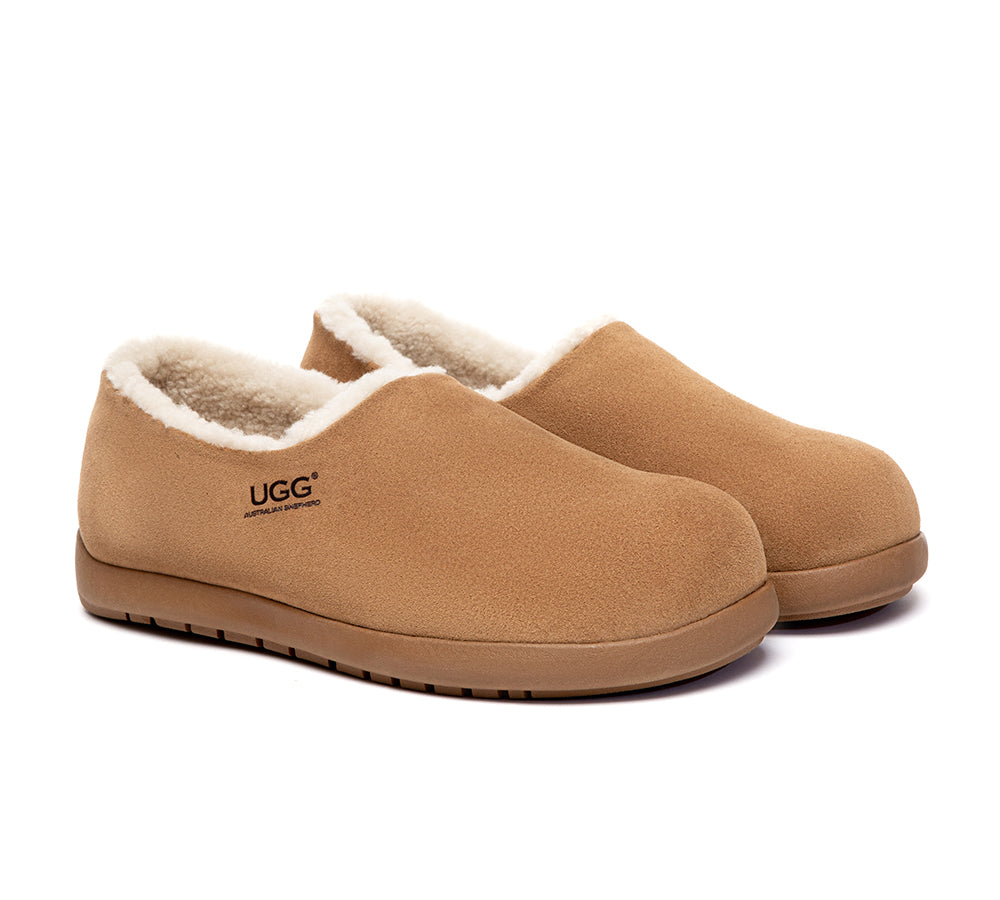 AUSTRALIAN SHEPHERD UGG Slippers Men Sheepskin Wool Ankle Clog Large Size Brett