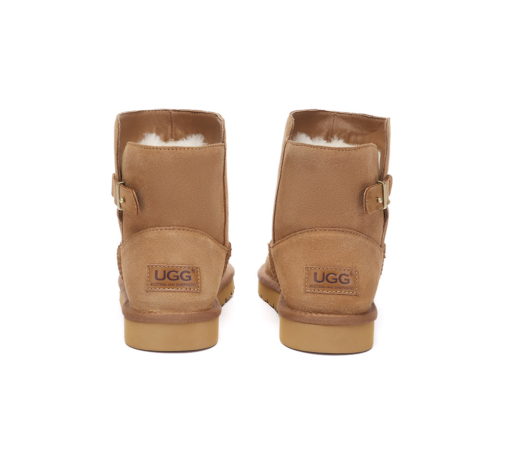 AUSTRALIAN SHEPHERD UGG Boots Sheepskin Wool Buckle Ankle Mini Winza