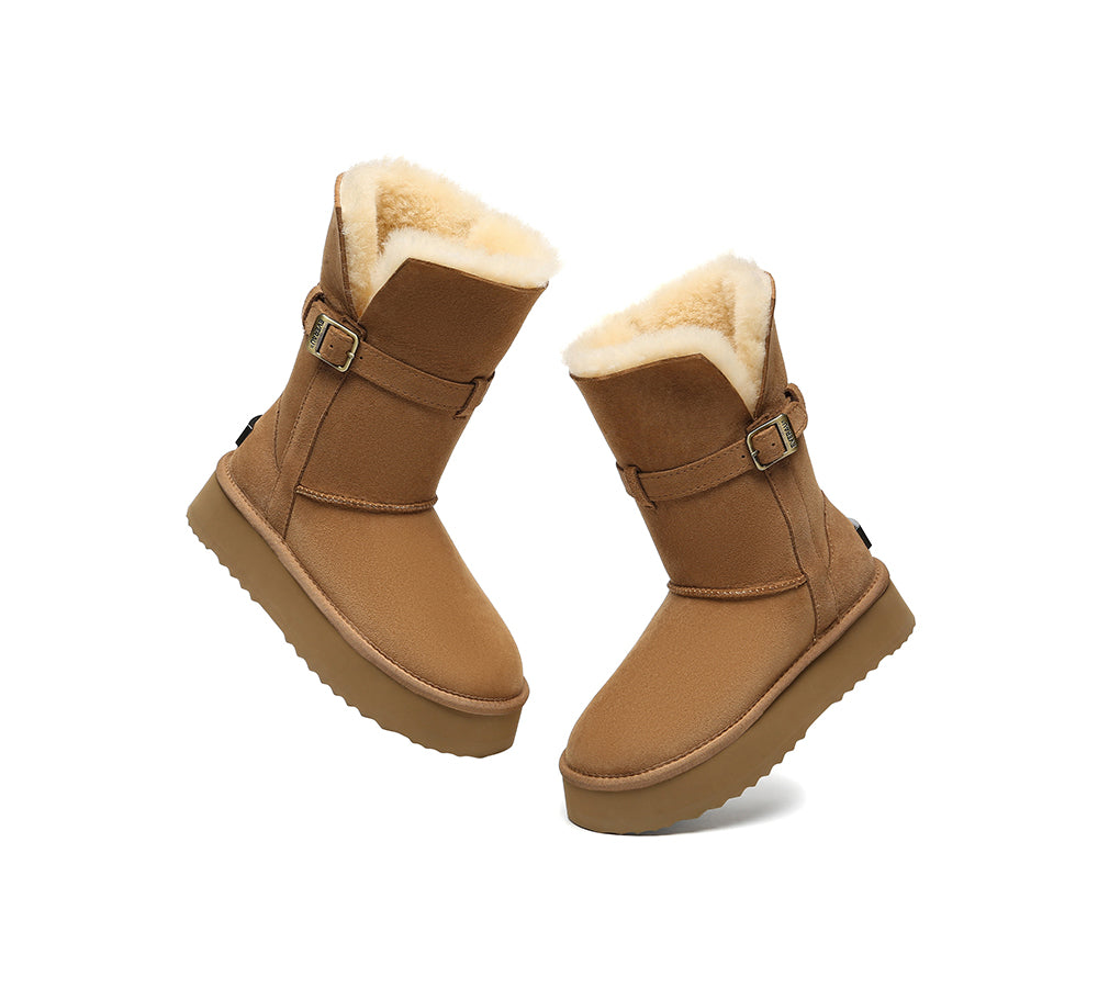 UGG EVERAU® 3-Way Style UGG Boots Women Sheepskin Wool Platform Short Valerie-PEROZ Accessories