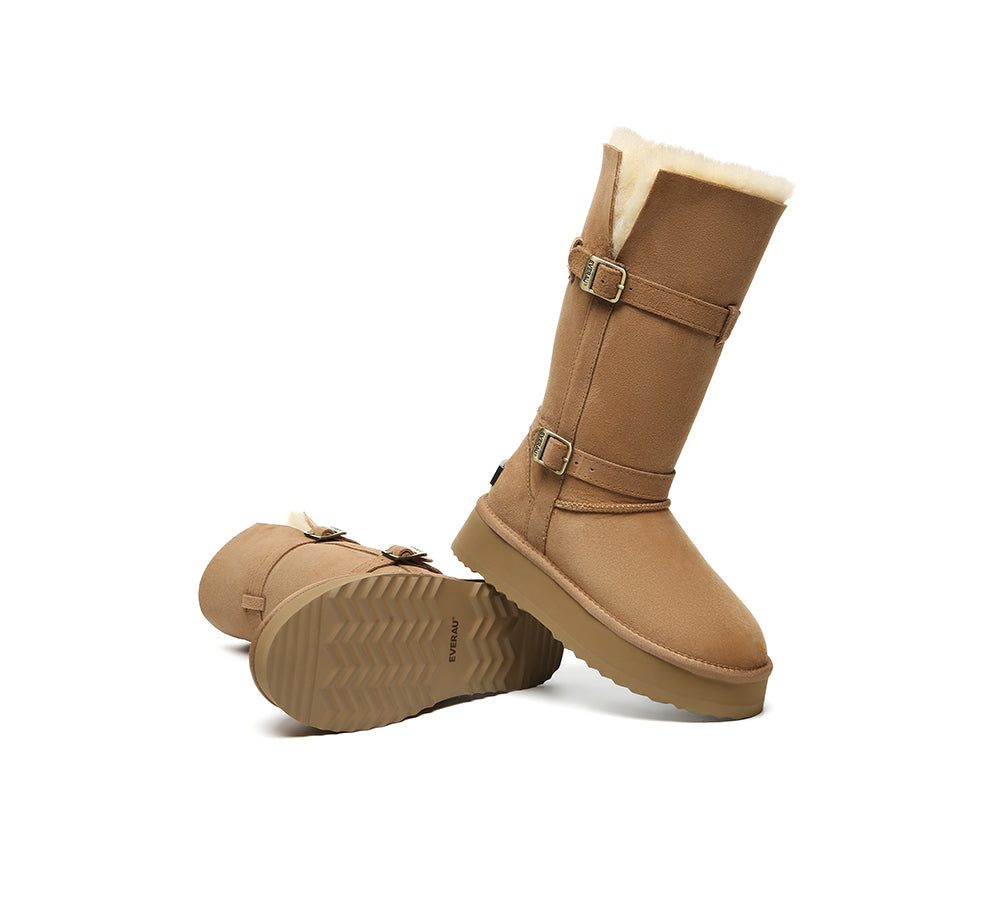 UGG EVERAU® 3-Way Style UGG Boots Women Sheepskin Wool Knee High Platform Tall Valerie-PEROZ Accessories