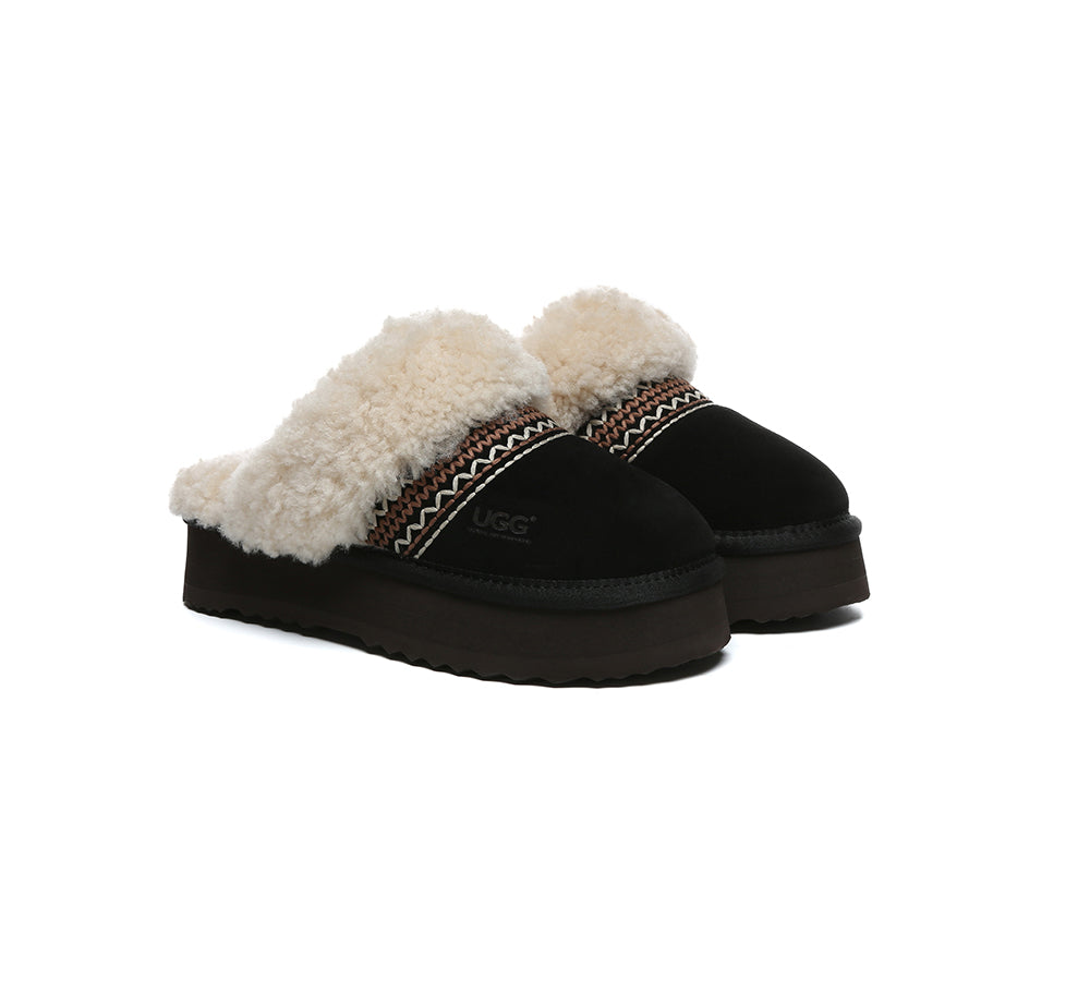 AUSTRALIAN SHEPHERD® UGG Slippers Sheepskin Wool Knitted Platform Isle-PEROZ Accessories