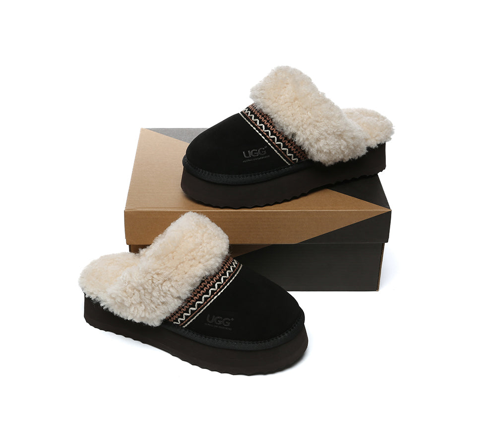 AUSTRALIAN SHEPHERD® UGG Slippers Sheepskin Wool Knitted Platform Isle-PEROZ Accessories