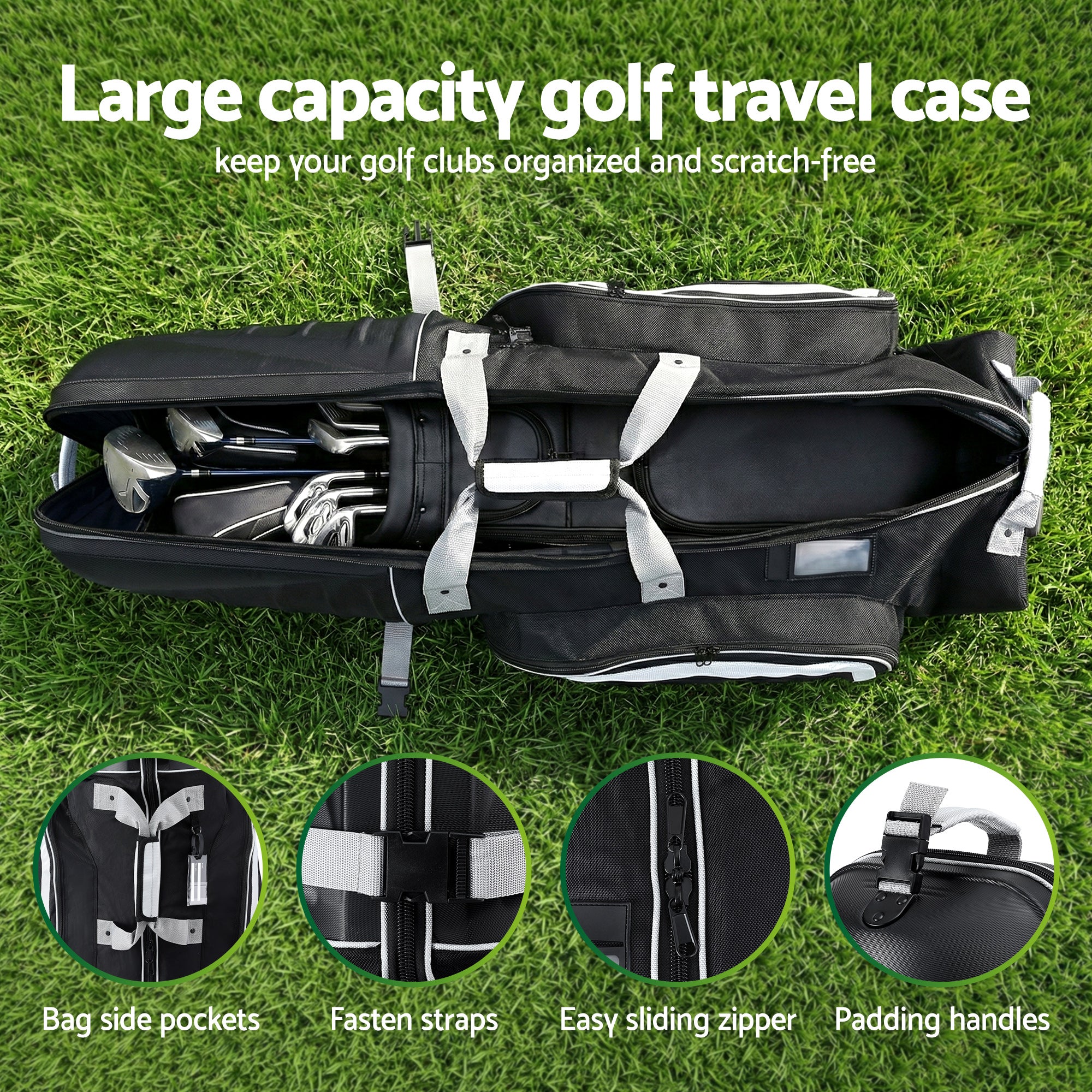 Everfit Golf Travel Bags for Airlines with Wheels Golf Clubs Hard Case Foldable-Sports & Fitness > Golf > Golf Accessories-PEROZ Accessories