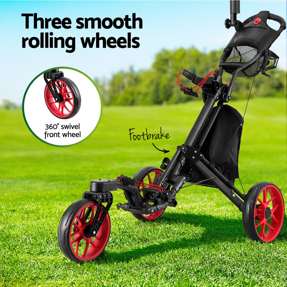 Everfit Golf Buggy Foldable Trolley Golf Cart Swivel Wheel Umbrella Bottle Stand-Outdoor Recreation > Camping > Camp Furniture-PEROZ Accessories