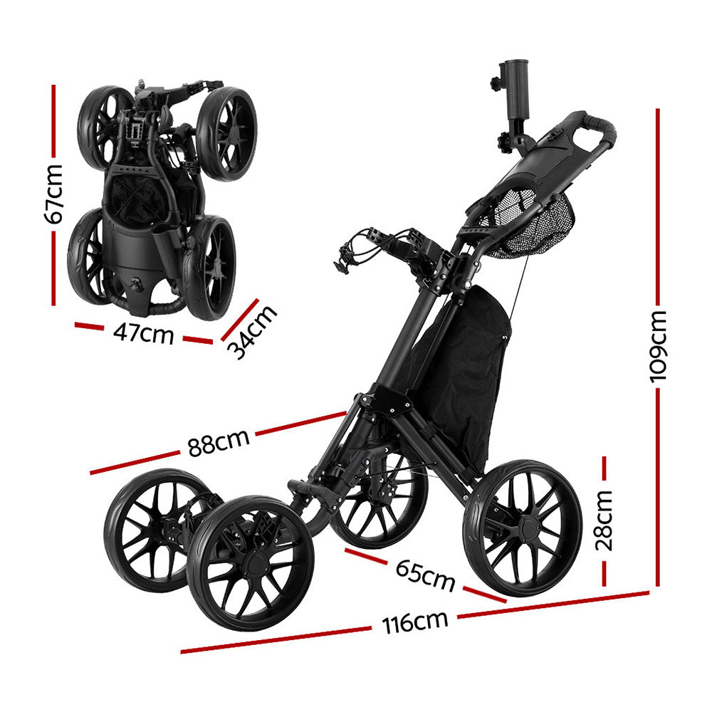 Everfit Golf Buggy Foldable Trolley Golf Cart Wheels Umbrella Bottle Holder-Outdoor Recreation > Camping > Camp Furniture-PEROZ Accessories