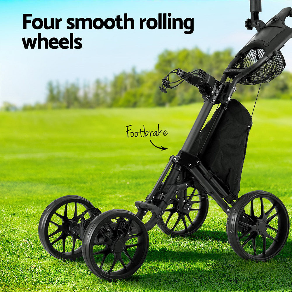 Everfit Golf Buggy Foldable Trolley Golf Cart Wheels Umbrella Bottle Holder-Outdoor Recreation > Camping > Camp Furniture-PEROZ Accessories