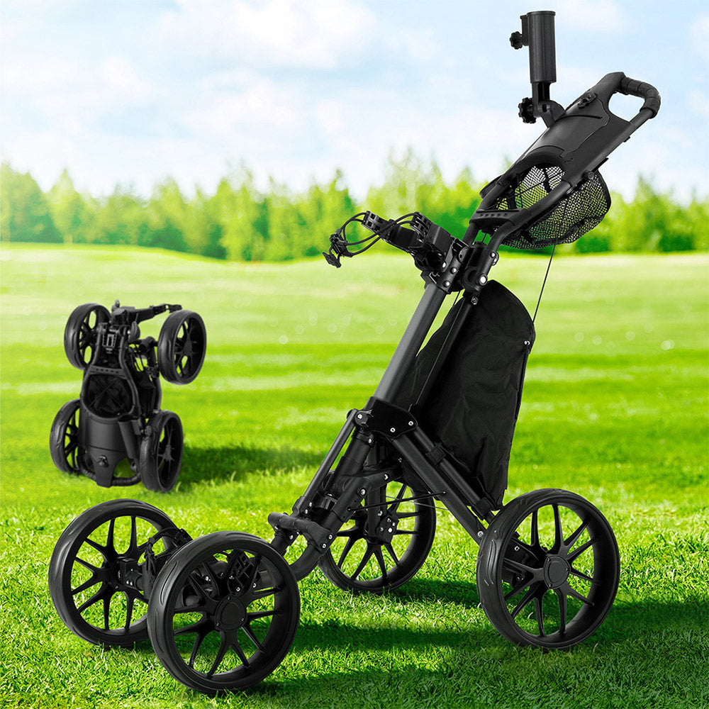 Everfit Golf Buggy Foldable Trolley Golf Cart Wheels Umbrella Bottle Holder-Outdoor Recreation > Camping > Camp Furniture-PEROZ Accessories