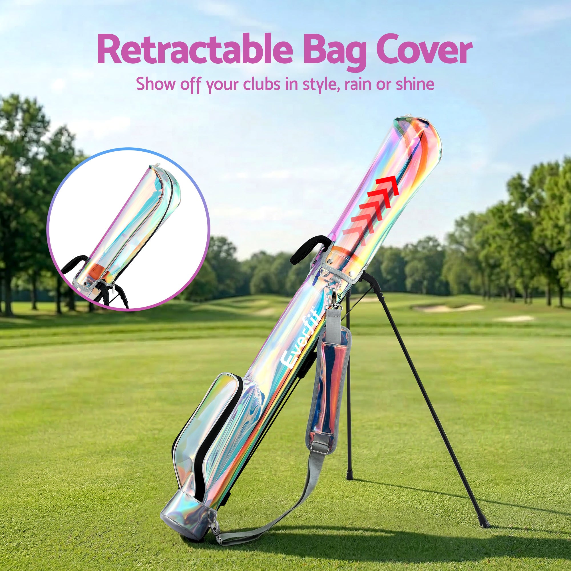 Everfit Golf Stand Bag Lightweight Sunday Pitch And Putt Bag Holographic-Sports & Fitness > Golf > Golf Accessories-PEROZ Accessories