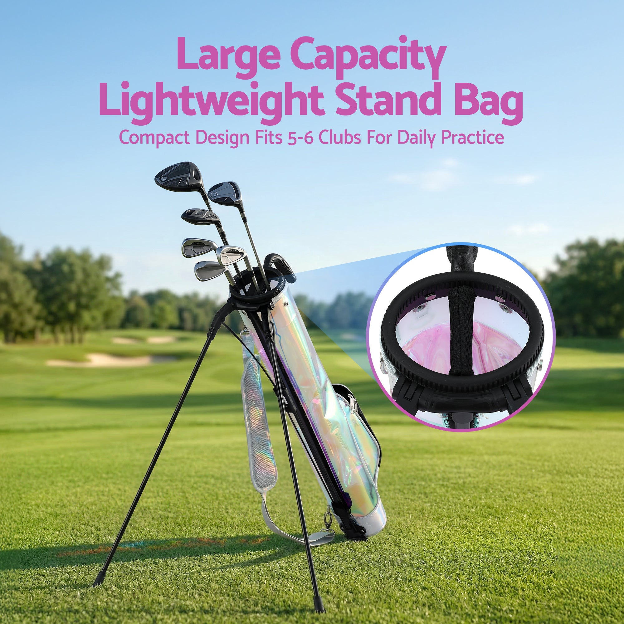 Everfit Golf Stand Bag Lightweight Sunday Pitch And Putt Bag Holographic-Sports & Fitness > Golf > Golf Accessories-PEROZ Accessories