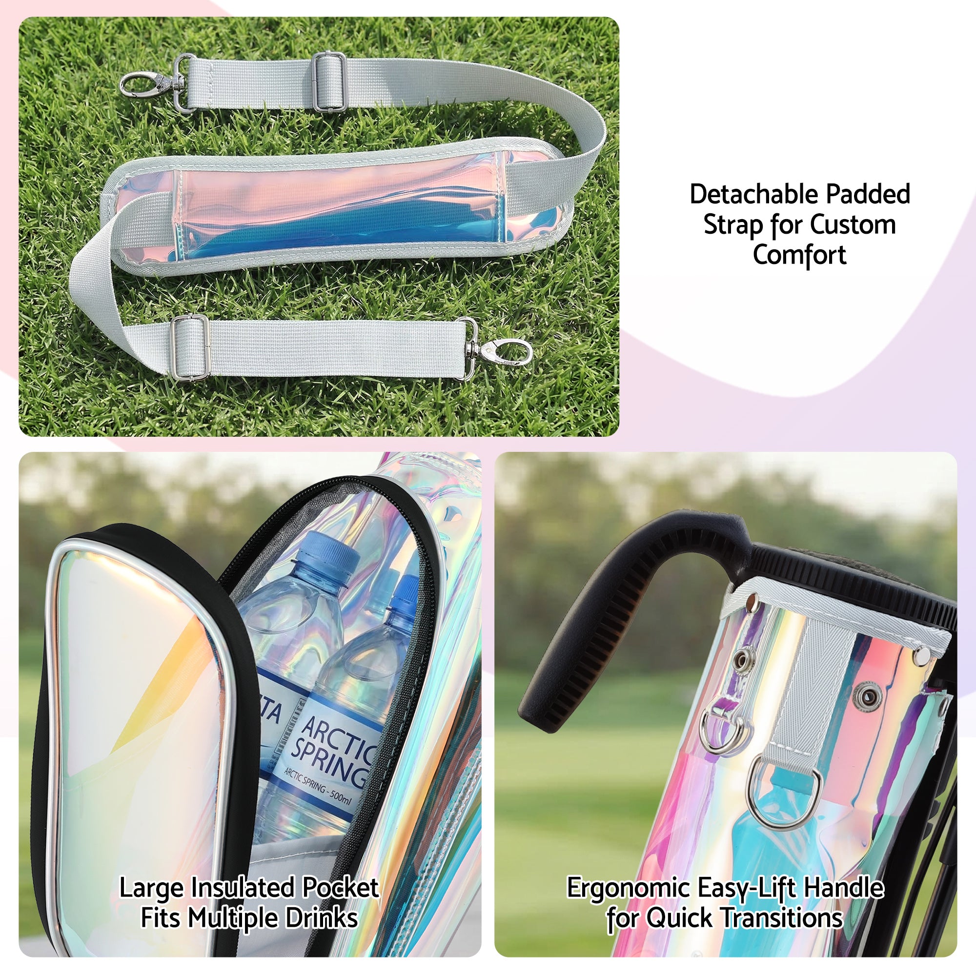 Everfit Golf Stand Bag Lightweight Sunday Pitch And Putt Bag Holographic-Sports & Fitness > Golf > Golf Accessories-PEROZ Accessories
