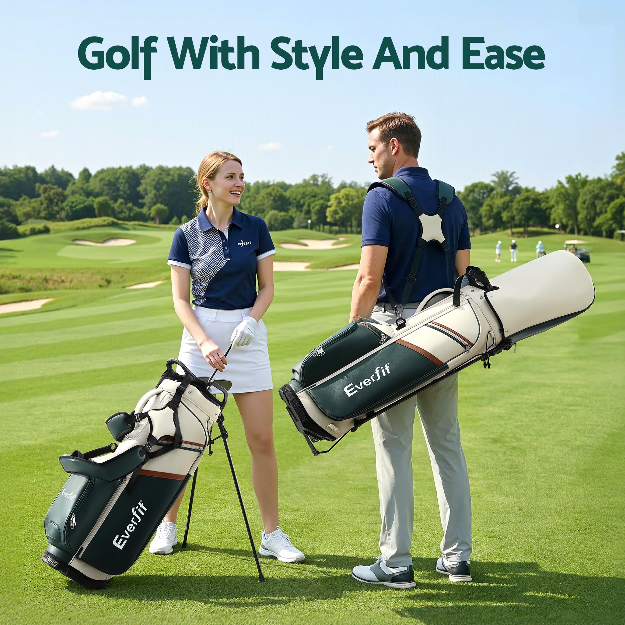 Everfit Golf Stand Bag Lightweight Carry Bag Dual Strap Club Divider-Sports & Fitness > Golf > Golf Accessories-PEROZ Accessories
