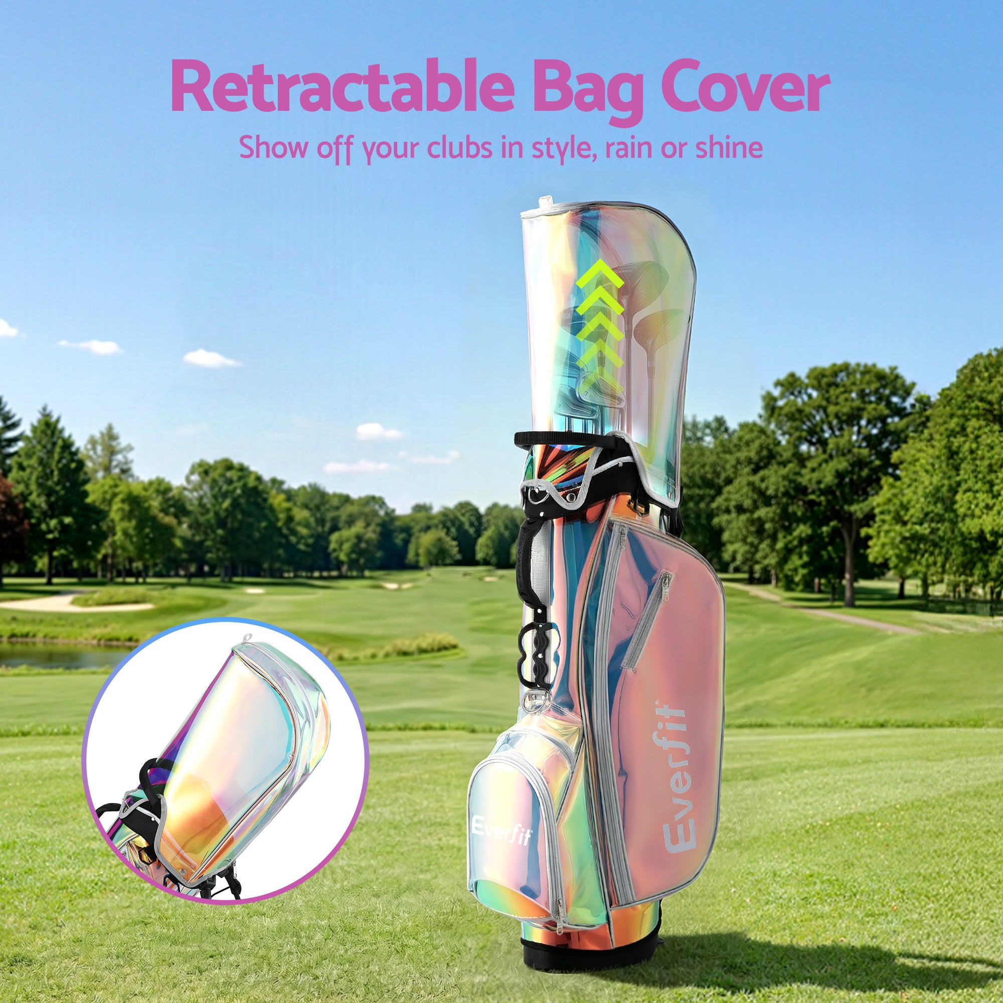 Everfit Golf Stand Bag Lightweight Carry Bag Dual Strap Club Divider Holographic-Sports & Fitness > Golf > Golf Accessories-PEROZ Accessories