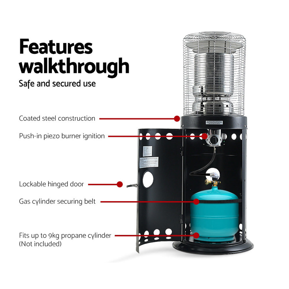 Devanti Outdoor Gas Patio Heater Black-Heaters-PEROZ Accessories