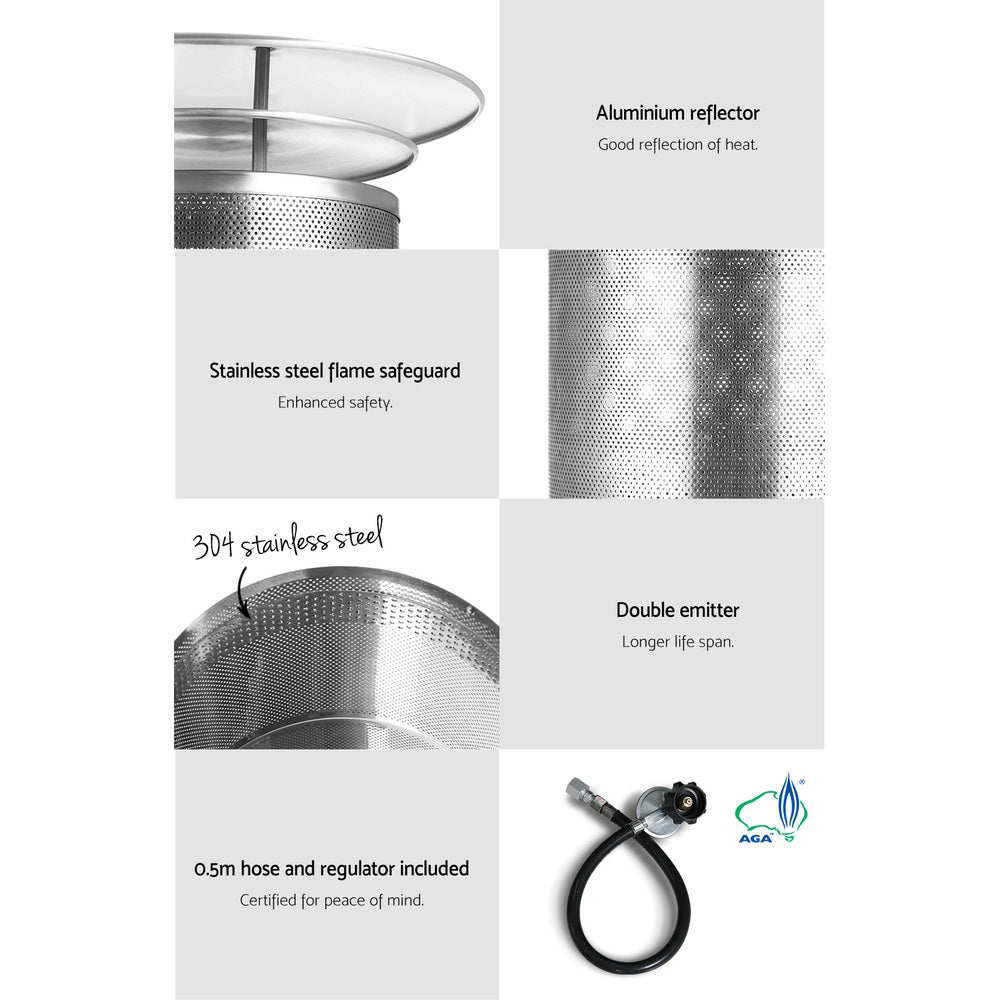 Devanti Outdoor Gas Patio Heater Black-Heaters-PEROZ Accessories
