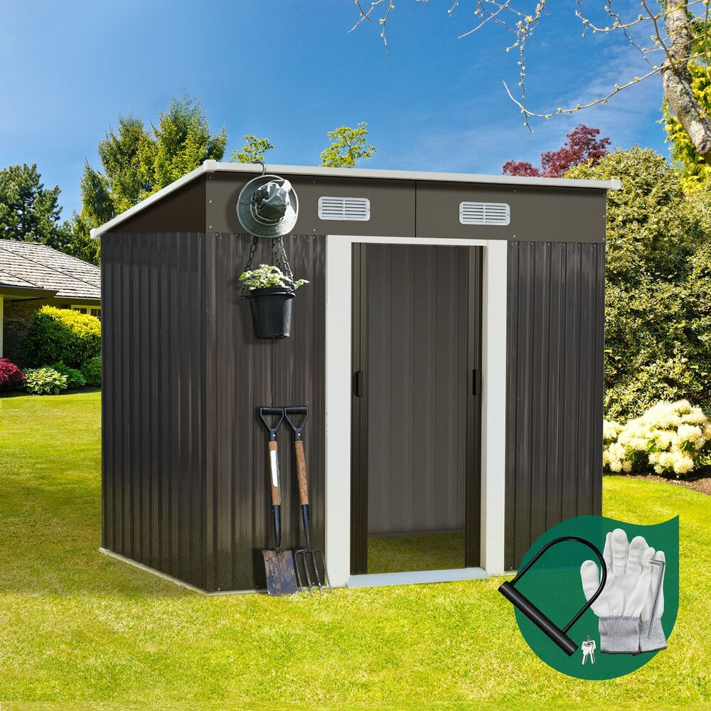 Livsip Garden Shed Outdoor Storage Sheds 1.94x1.21M Workshop Cabin Metal House-Garden Sheds-PEROZ Accessories