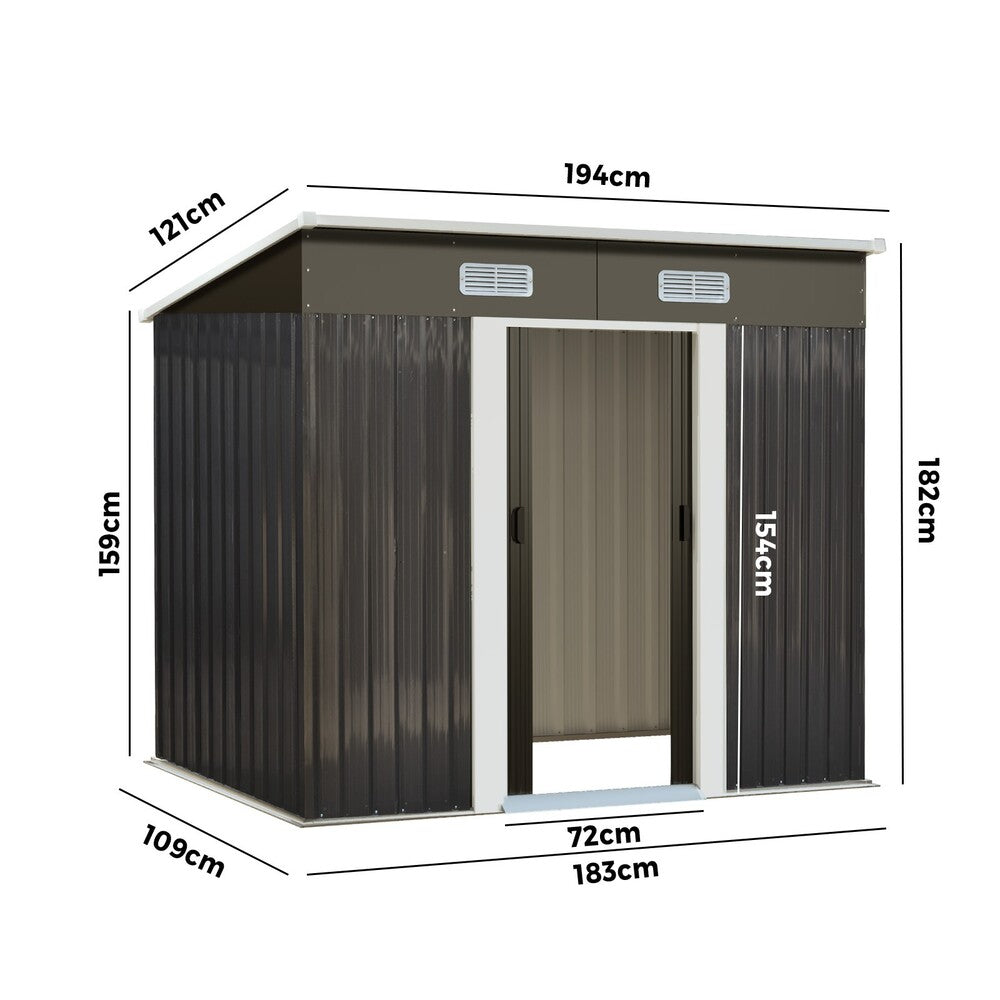 Livsip Garden Shed Outdoor Storage Sheds 1.94x1.21M Workshop Cabin Metal House-Garden Sheds-PEROZ Accessories