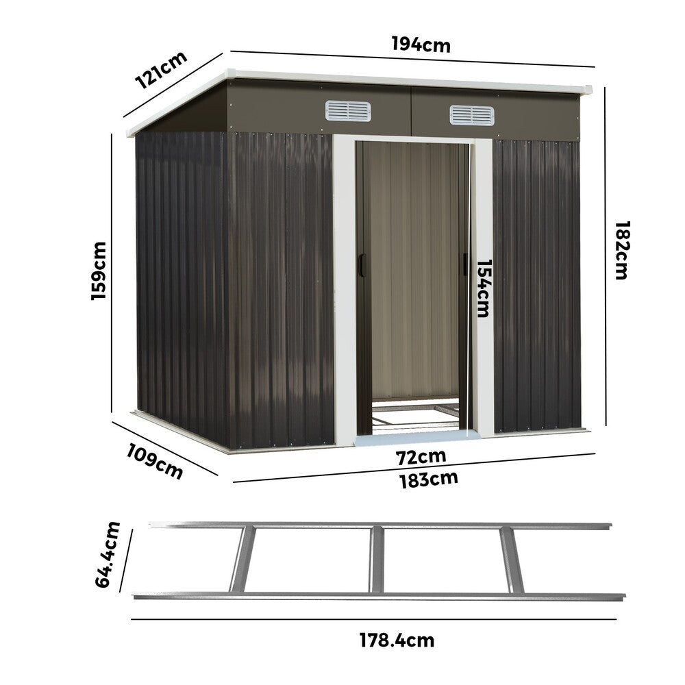 Livsip Garden Shed Outdoor Storage Sheds 1.94x1.21M Workshop Cabin Metal Base-Garden Sheds-PEROZ Accessories