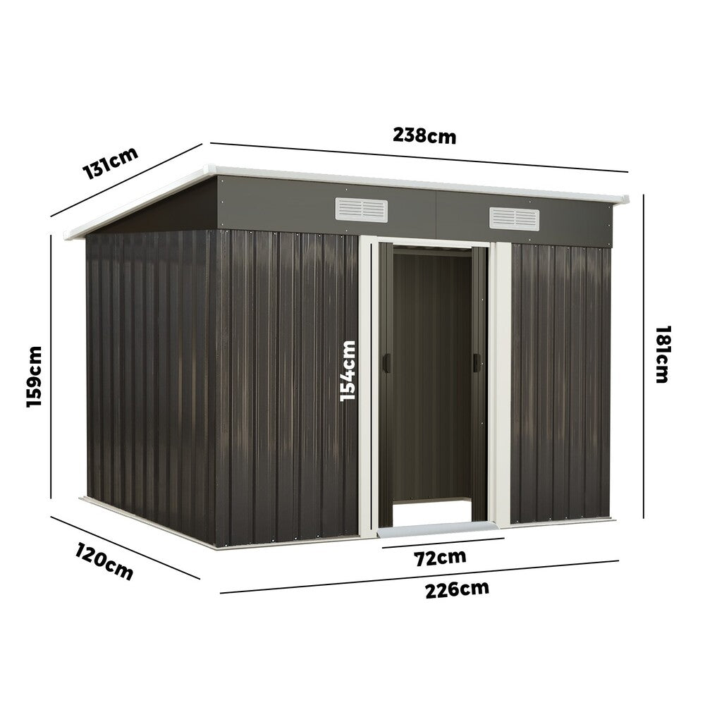 Livsip Garden Shed Outdoor Storage Sheds 2.38x1.31M Workshop Cabin Metal House-Garden Sheds-PEROZ Accessories